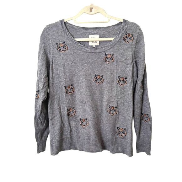 CHASER Tiger Embroidered Cashmere Blend Crewneck Sweater‎ Sz Medium - Picture 2 of 5